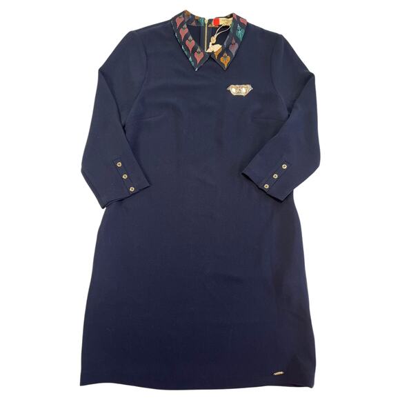 NWT Ted Baker Small Colour By Numbers Delphin Shift Dress Navy Print Collar - Picture 4 of 16